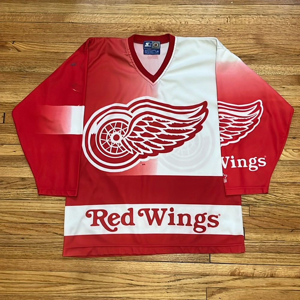 Vintage Detroit Red Wings Jersey / AOP / STARTER / Large / 90s